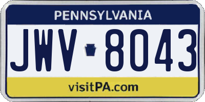 PA license plate JWV8043