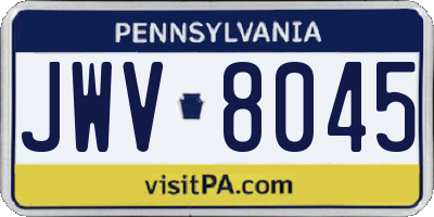 PA license plate JWV8045