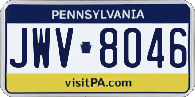 PA license plate JWV8046