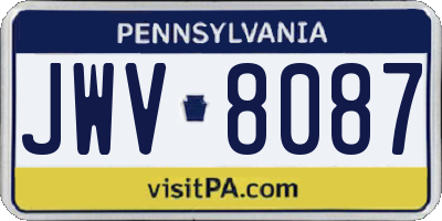PA license plate JWV8087