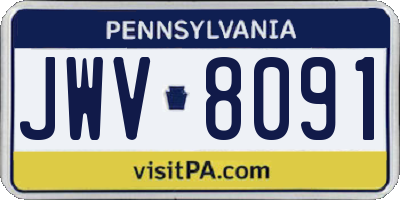 PA license plate JWV8091