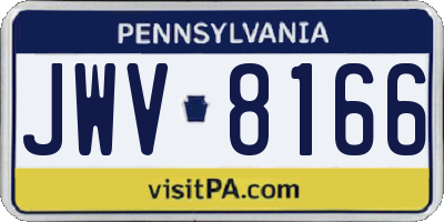 PA license plate JWV8166