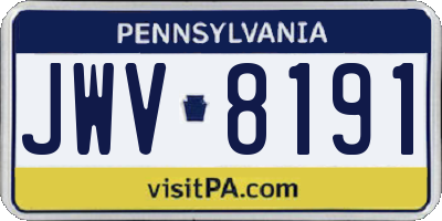 PA license plate JWV8191