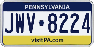 PA license plate JWV8224