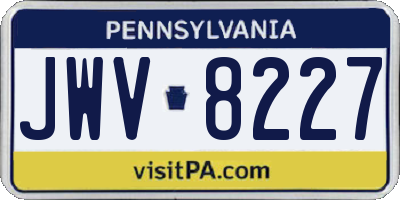 PA license plate JWV8227