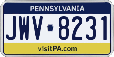 PA license plate JWV8231