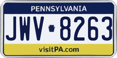 PA license plate JWV8263