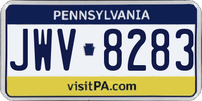 PA license plate JWV8283