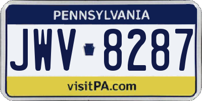 PA license plate JWV8287