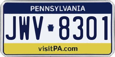 PA license plate JWV8301