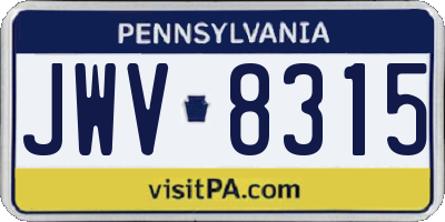 PA license plate JWV8315