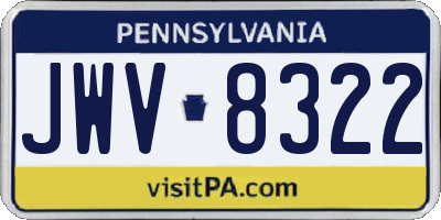 PA license plate JWV8322