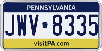 PA license plate JWV8335