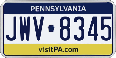 PA license plate JWV8345
