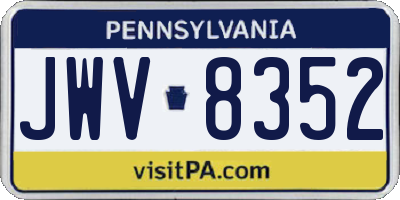 PA license plate JWV8352