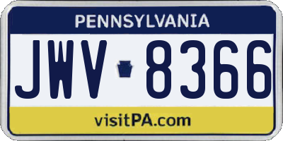 PA license plate JWV8366