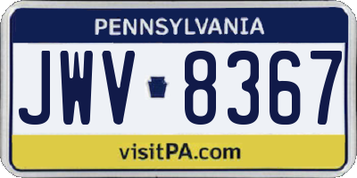 PA license plate JWV8367