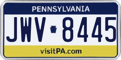 PA license plate JWV8445