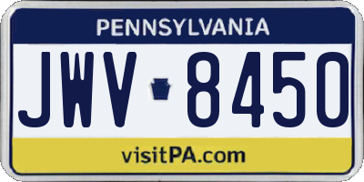 PA license plate JWV8450