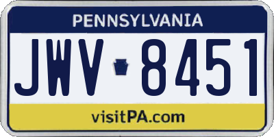 PA license plate JWV8451