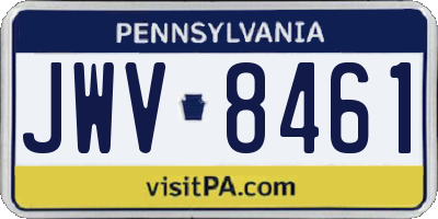 PA license plate JWV8461