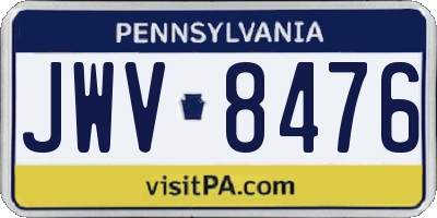 PA license plate JWV8476