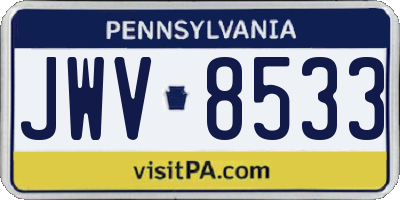 PA license plate JWV8533
