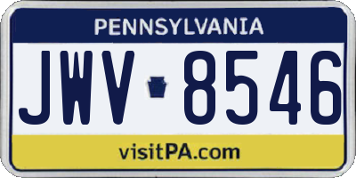 PA license plate JWV8546