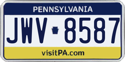 PA license plate JWV8587