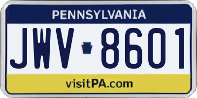 PA license plate JWV8601