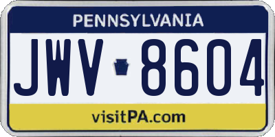 PA license plate JWV8604