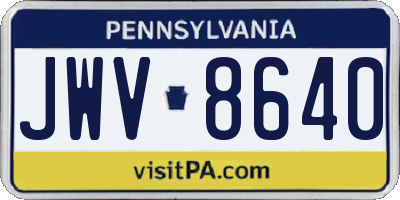 PA license plate JWV8640