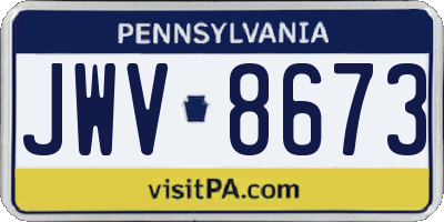PA license plate JWV8673