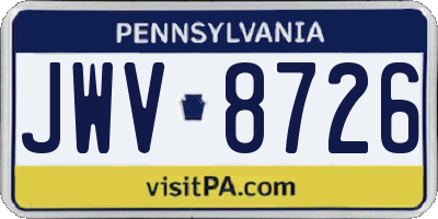 PA license plate JWV8726