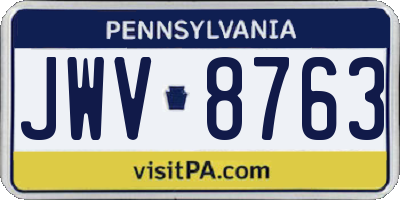 PA license plate JWV8763