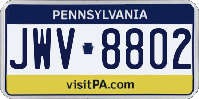 PA license plate JWV8802
