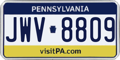 PA license plate JWV8809