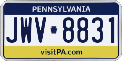 PA license plate JWV8831