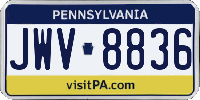 PA license plate JWV8836