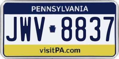 PA license plate JWV8837