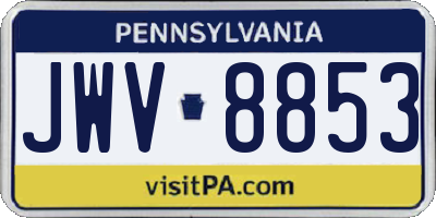 PA license plate JWV8853
