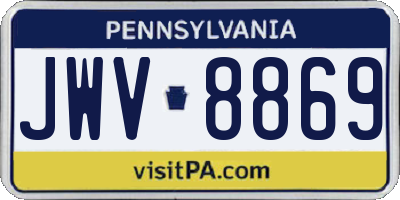 PA license plate JWV8869