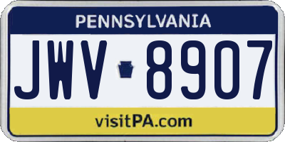 PA license plate JWV8907