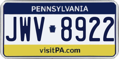 PA license plate JWV8922