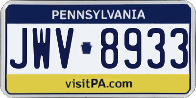PA license plate JWV8933