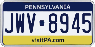 PA license plate JWV8945