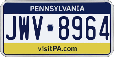 PA license plate JWV8964
