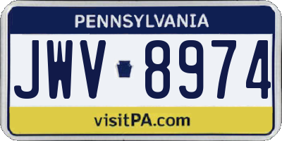 PA license plate JWV8974