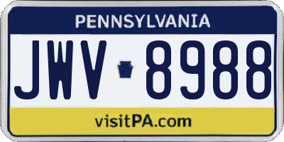 PA license plate JWV8988