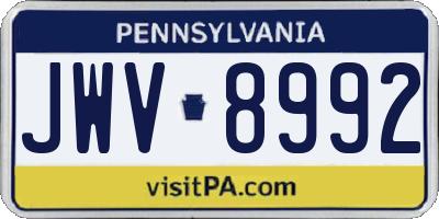 PA license plate JWV8992